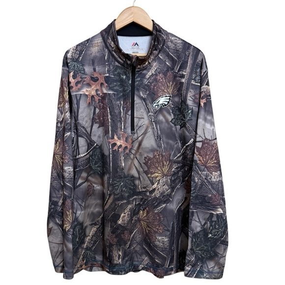 Majestic Other - Philadelphia Eagles Majestic Thermabase 1/4 Zip Camo Jacket Sweatshirt #1451